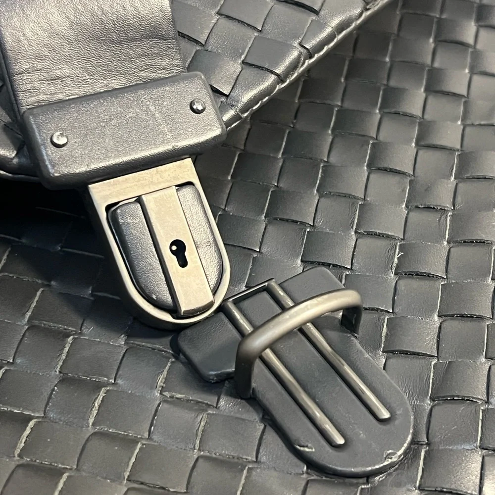 Bottega Veneta Briefcase Intrecciato Envelope Dark Gray leather business bag